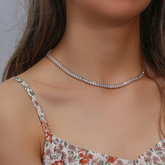 Baguette tennis necklace